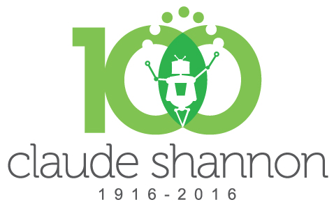 The Claude Shannon Centenary logo, marking 100 years since Shannon's birth.