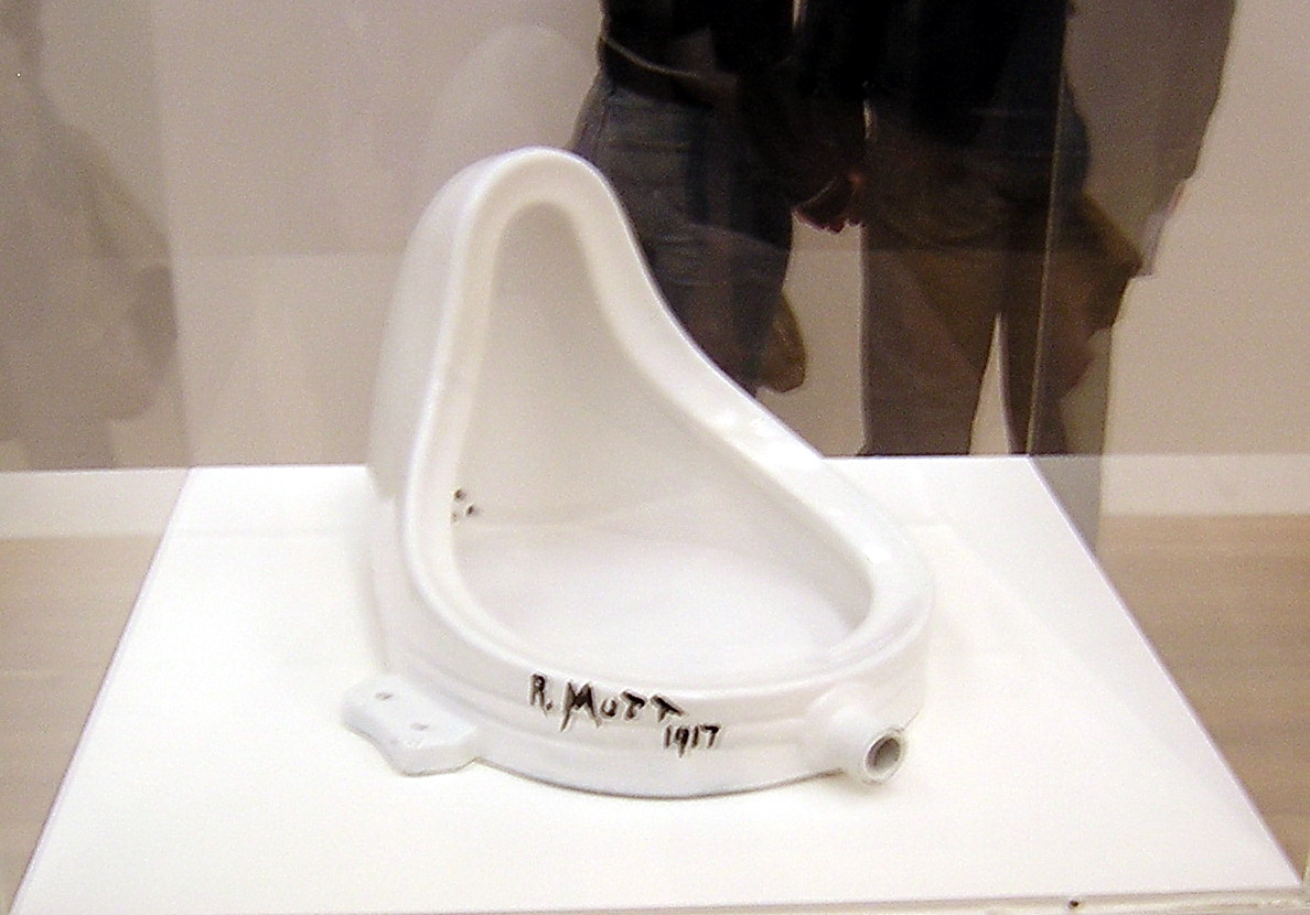 Marcel Duchamp's readymade Fountain, a porcelain urinal, exhibited at Tate Modern.