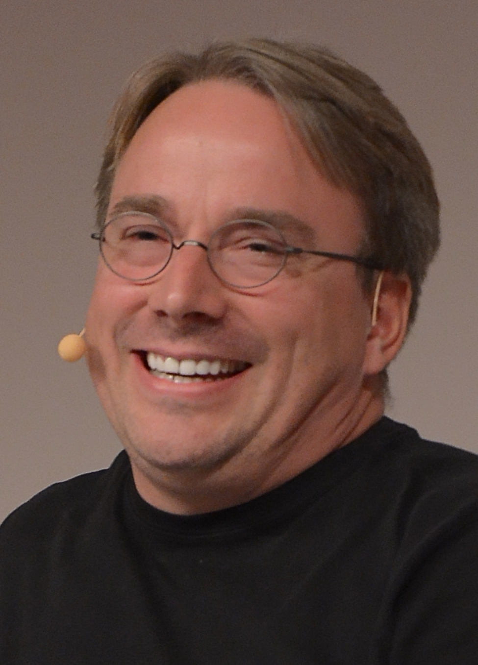 Linus Torvalds speaking at LinuxCon Europe 2014 in Düsseldorf.