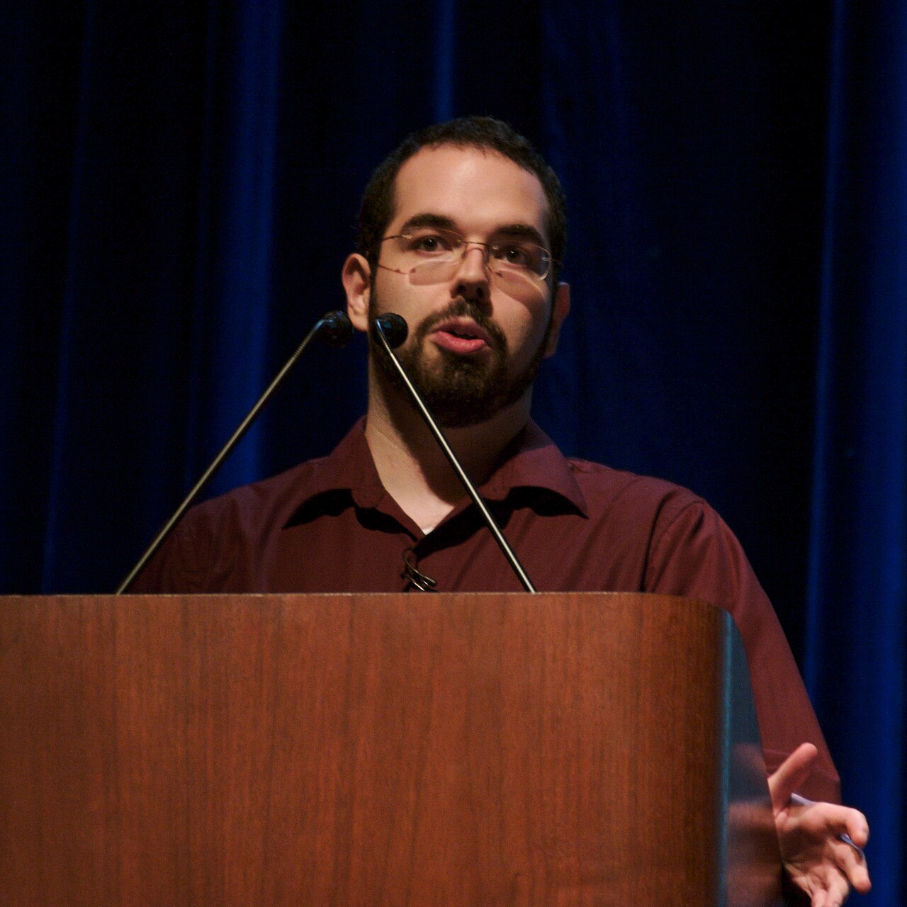 Portrait of Eliezer Yudkowsky, photographed at Stanford in 2006.