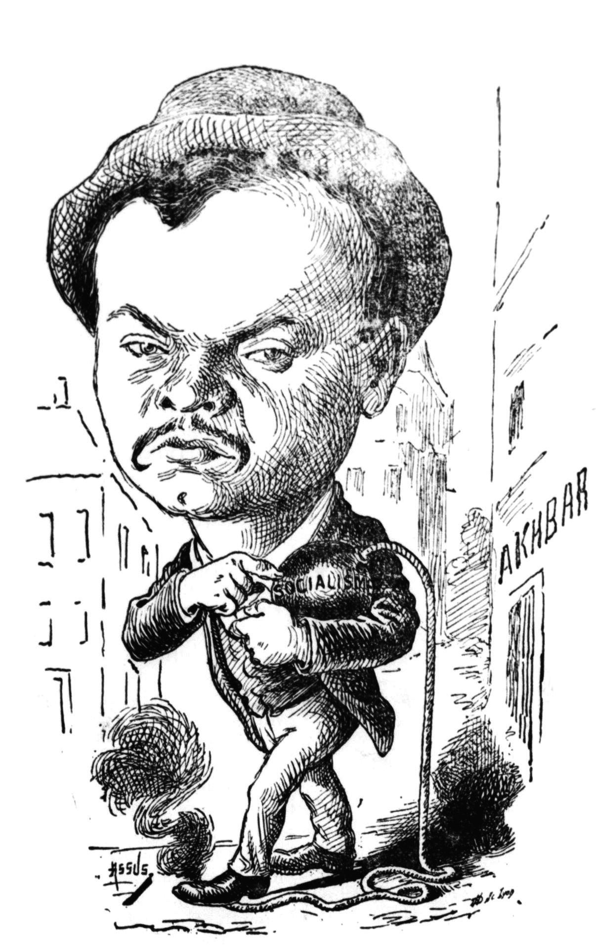 Antique French illustrated poster of Daniel Saurin from the periodical Avant-garde, dated 1899.