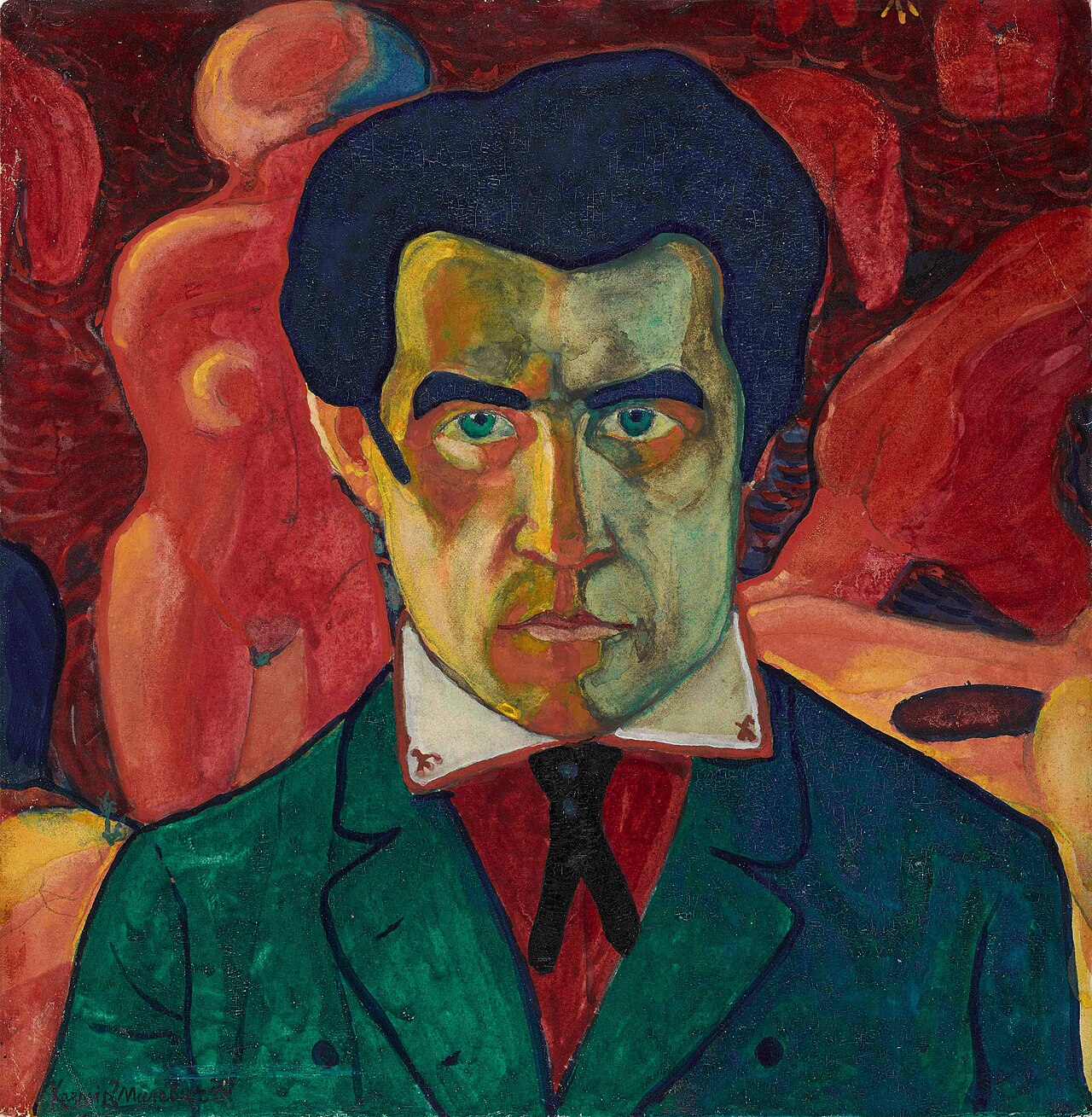 Self-portrait of Kazimir Malevich, painted circa 1908-1911, before his turn to abstraction.