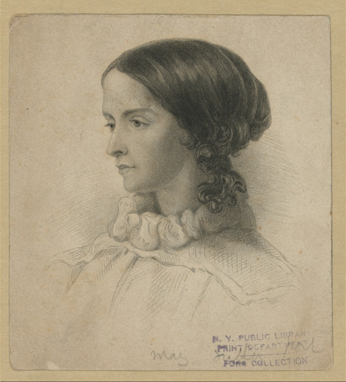 Engraved portrait of Sarah Margaret Fuller Ossoli, journalist, critic and women's rights activist.