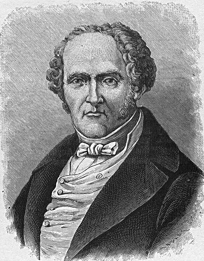 Engraved portrait of Charles Fourier, the French social theorist, in early 19th-century dress.