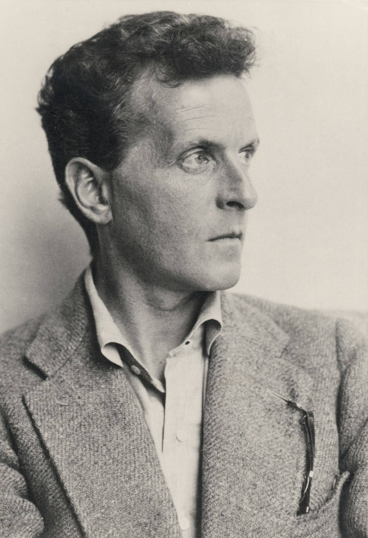 Portrait photograph of Ludwig Wittgenstein, whose 1921 Tractatus Logico-Philosophicus the Vienna Circle read aloud proposition by proposition.